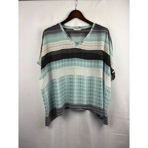 Women’s Cabi XL Multicolored Patterned Short Sleeve Blouse